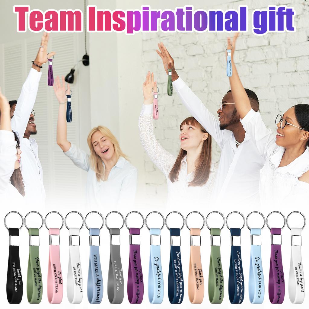 30 Pcs Employee Appreciation Gift Thank You Silicone Key Ring Inspirational Quote Keychains Staff Motivational Appreciation Gift