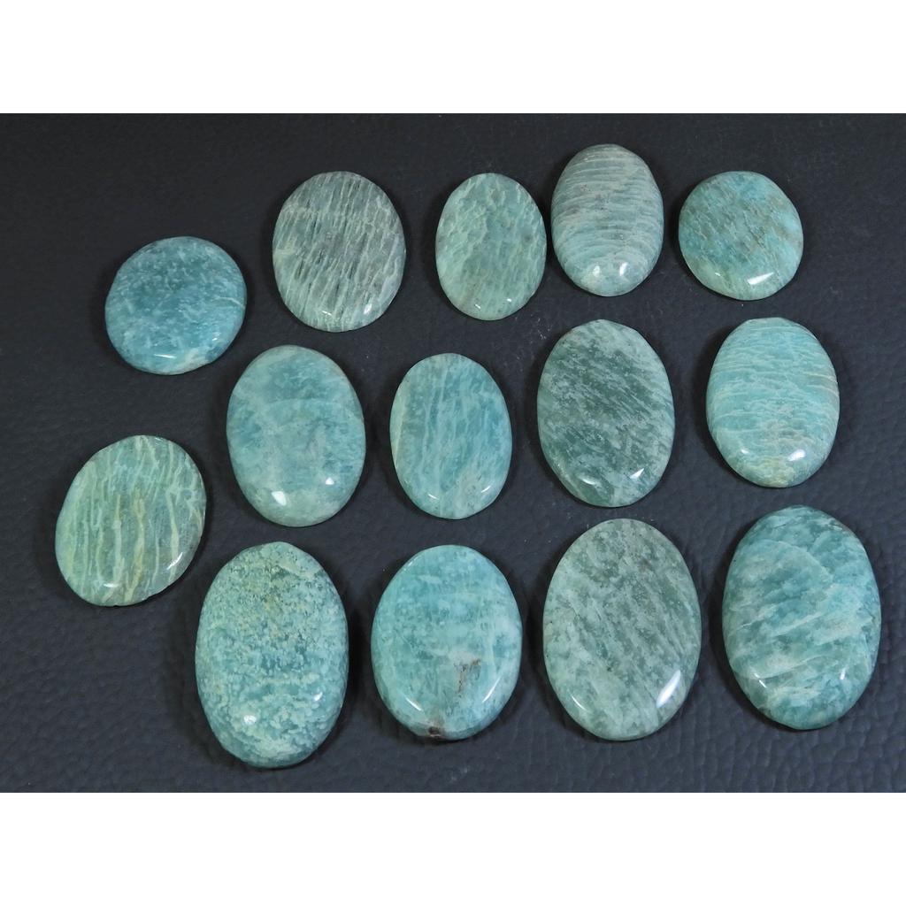 348Cts. Натуральный амазонит овальной формы кабошон, рассыпной драгоценный камень, лот 14 шт. C-295