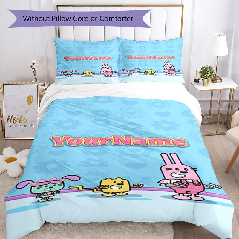 Wow! Wow! Wubbzy Customize your name Bedding Set Breathable Duvet Cover with Pillowcases Home Decoration Birthday Gift