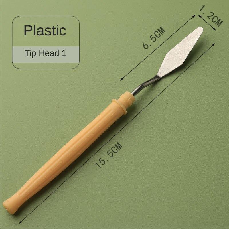 1 Pcs Student Art Oil Painting Scraper Wood Flat/Tip Head Stainless Steel Pick Knife Gouache Pigment Pointed Color Mixing Shovel