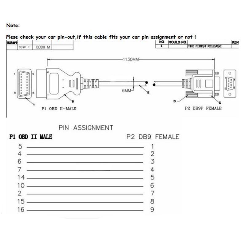 OBD2 16Pin Male Extension Cable Convert DB9 PIN Car OBD 16Pin To DB 9PIN Serial RS232 OBDII 16 Pin To DB9 Female with Switch