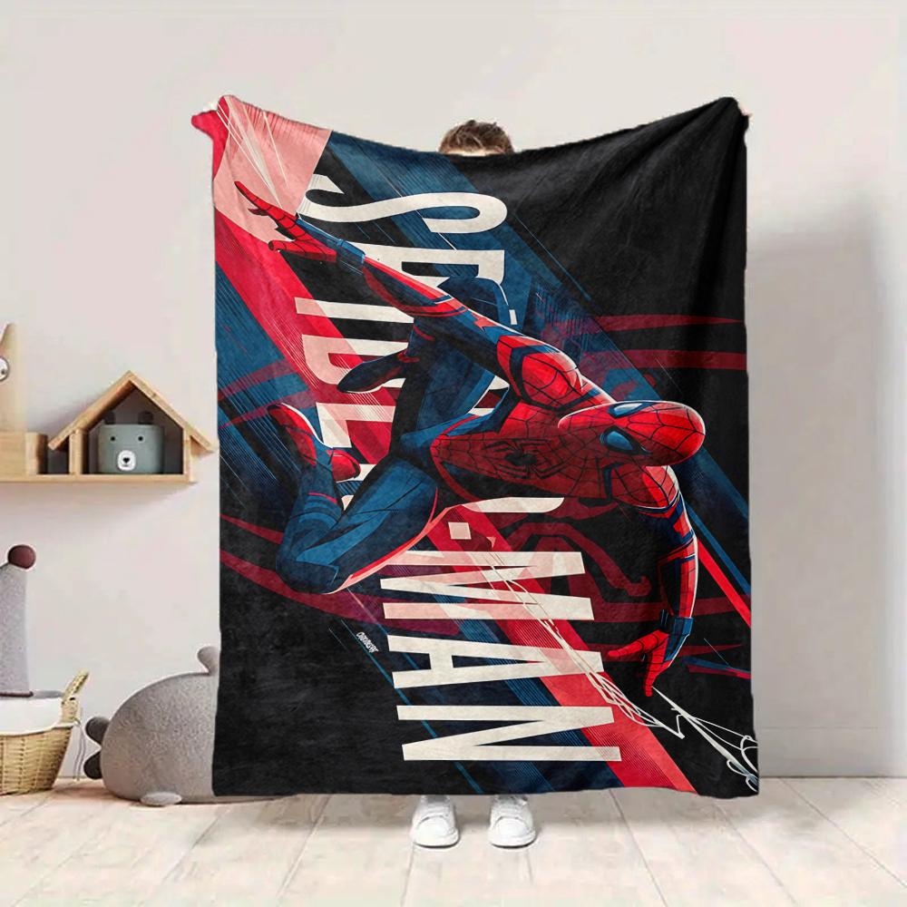 1Pc Spiderman Web Shadows Flannel Blanket, Soft And Comfortable, Casual Warm, Camping Travel, Christmas, Halloween Xmas Gift S1918