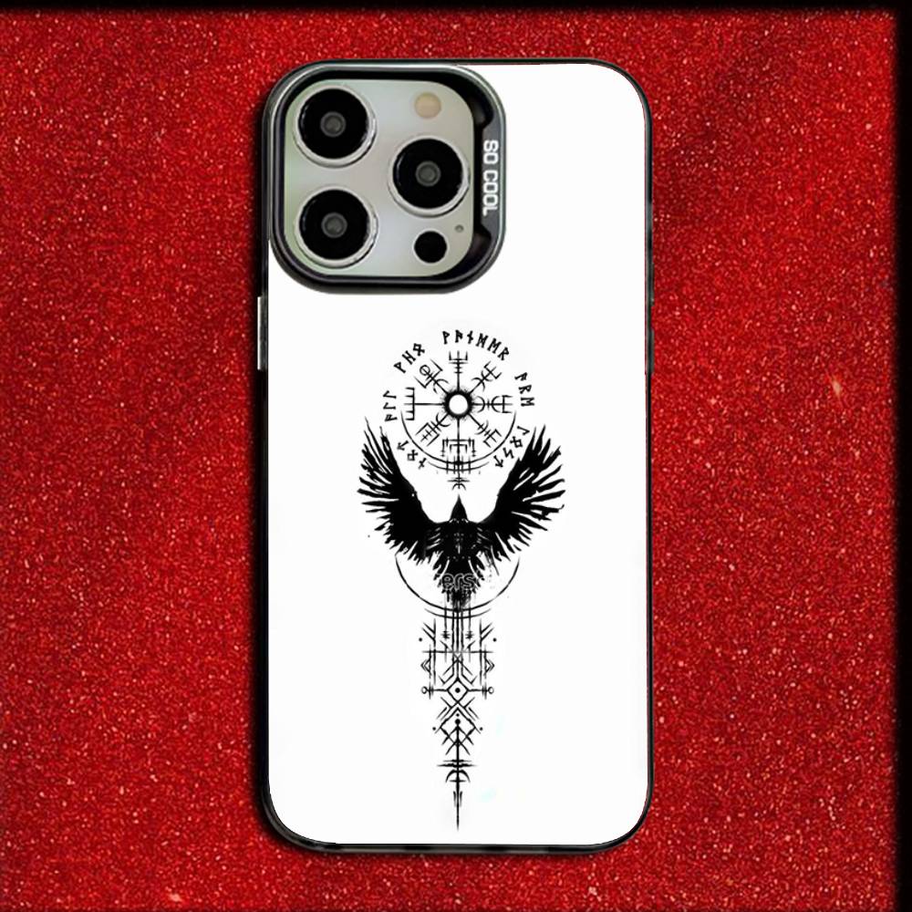 V-Viking V-Vegvisir Навигационный Компас Чехол для Телефона Для iPhone 16,15,14,13,12,11,Mini,Pro,E,SE4,MAX Конфетный Матовый Черный Чехол