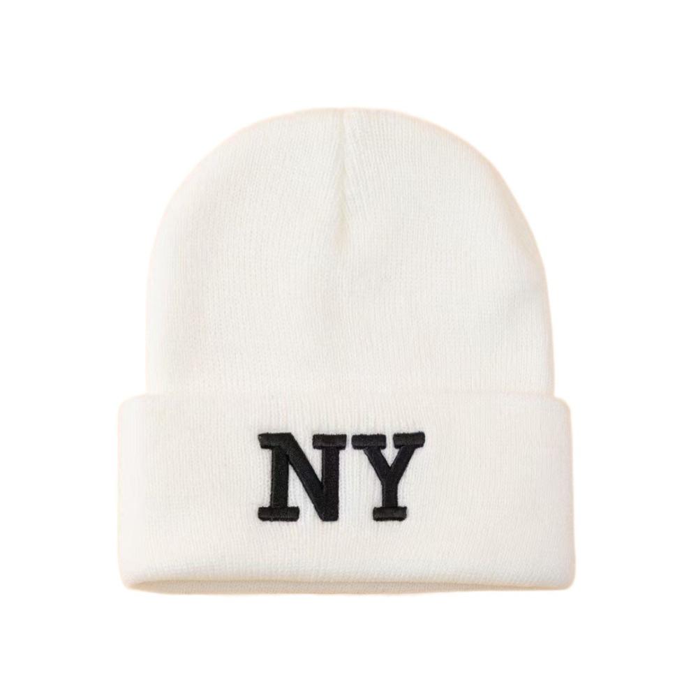 Letter embroidery Knitted Beanies Hat Solid Color Knitted Skull Bonnet Creative Cold Cap Unisex