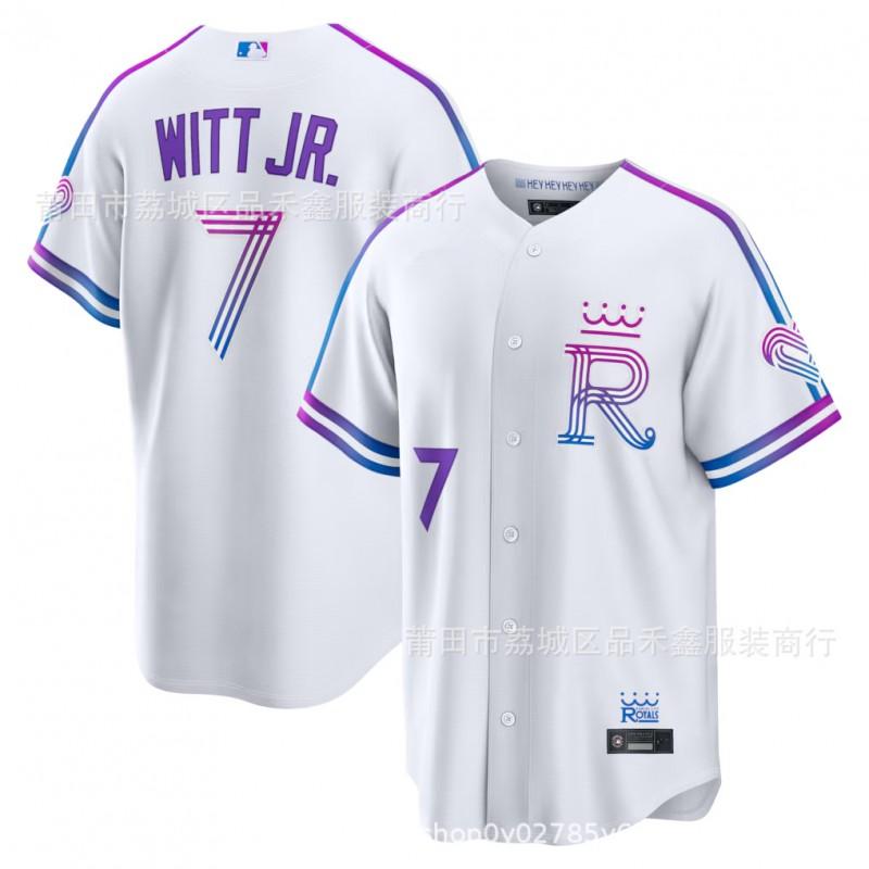 Mens Kansas City Royals MLB Baseball Jersey 7 Witt Jr Fan Apparel Cotton Sportswear Fall Winter