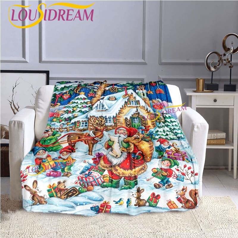 С Рождеством Санта-Клаус серии плюшевое фланелевое одеяло, одеяло, новогоднее постельное белье для детей и взрослых