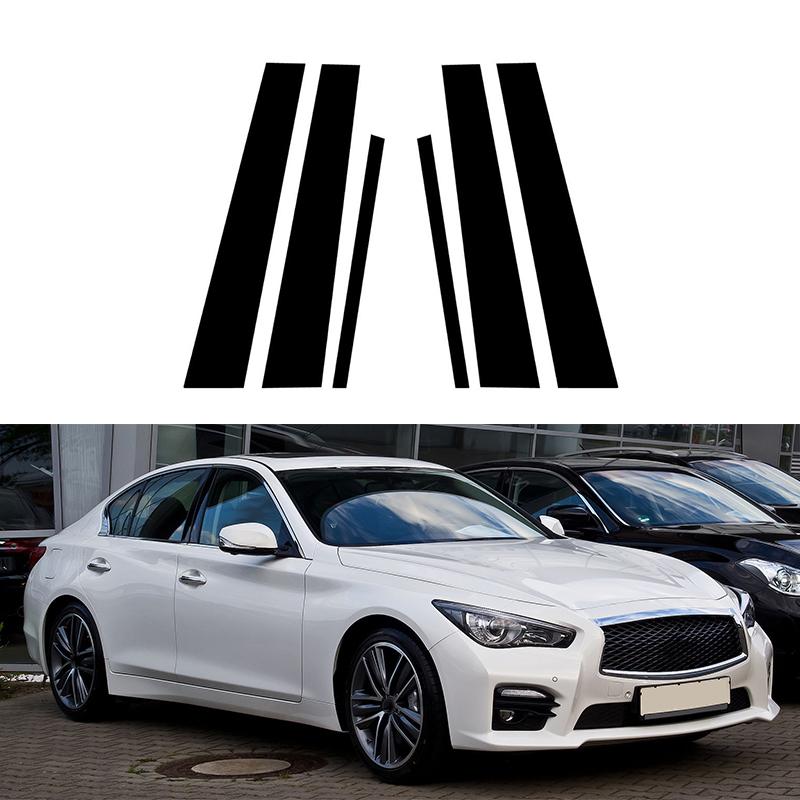 Глянцевые черные стойки из углеродного волокна для Infiniti Q50 (V37)/Nissan Skyline 2014-2023 Наклейки на обшивку двери, окна, стайлинг