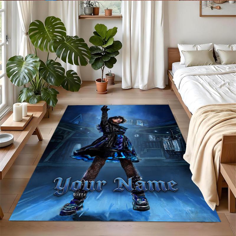 Crystal Velvet Rug Custom Name Text, Soft Non Slip Floor Mat Home DecorBeetlejuice Lydia Deetz