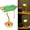 1/12 Scale Dollhouse Miniature LED Desk Lamp with Hand Painted Green Shade for Elegant Table Light Dollhouse Accessory