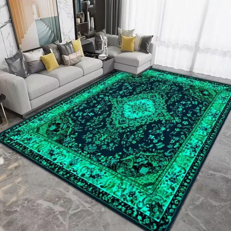 Luxury Persian Retro Carpets for Living Room Green Decoration Large Area Rugs for Bedroom Big Size Soft Customizable Floor Mats