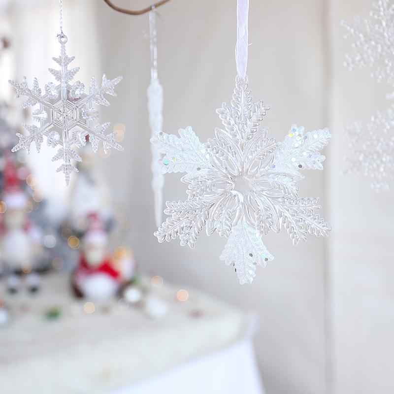 Снежинка Новогодняя елочная игрушка: Акриловая сосулька для праздничного украшения или свадебной инсталляции, прозрачно-белая