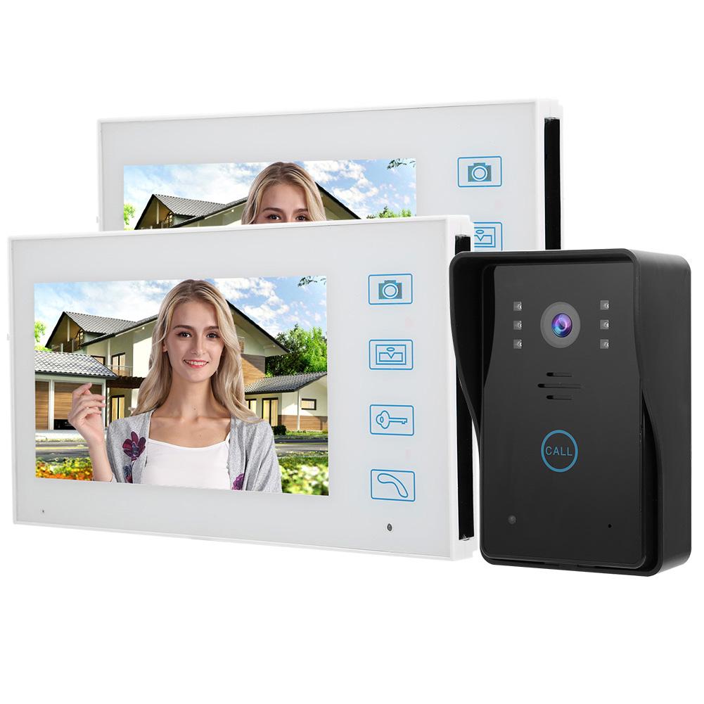 7-дюймовый TFT видеодомофон 2 монитора 2.4G беспроводной дверной телефон дверной звонок ИК ночное видение водонепроницаемый