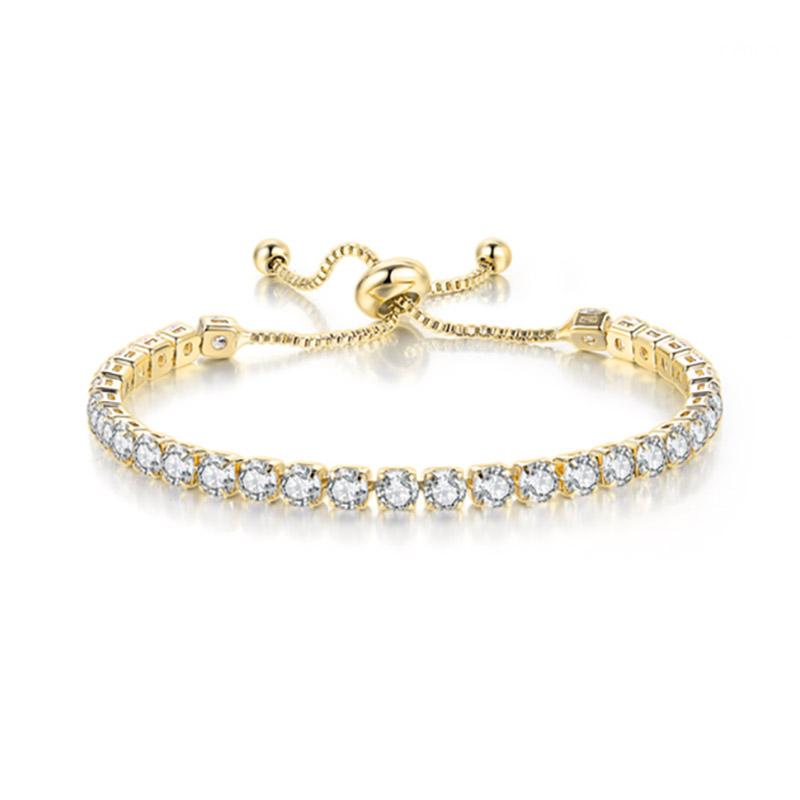 Adjustable 4MM Round Rainbow Zircon Tennis Bracelets for Women Men Fashion Silver Color Crystal Chain on Hand Trend Jewelry H133