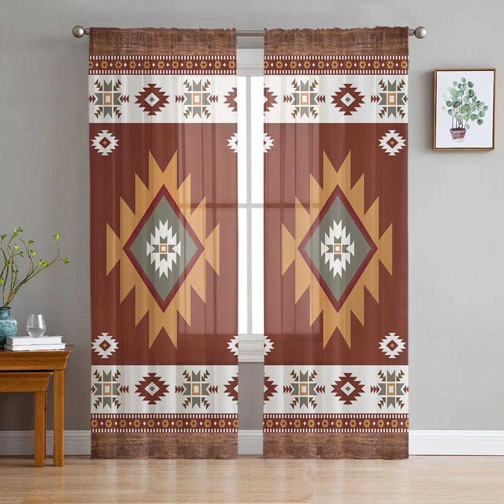 Богемные ретро этнические прозрачные шторы для гостиной, современная спальня, тюлевые шторы, оконные шторы, декор