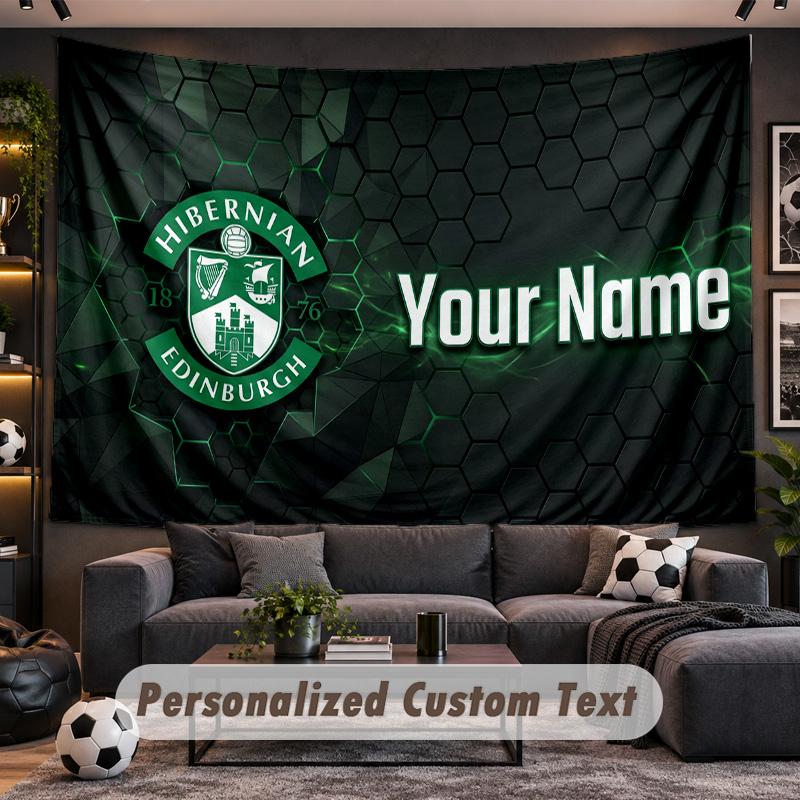 Hibernian FC Personalized Tapestry Support Custom Name, Wall Art Home Decoration