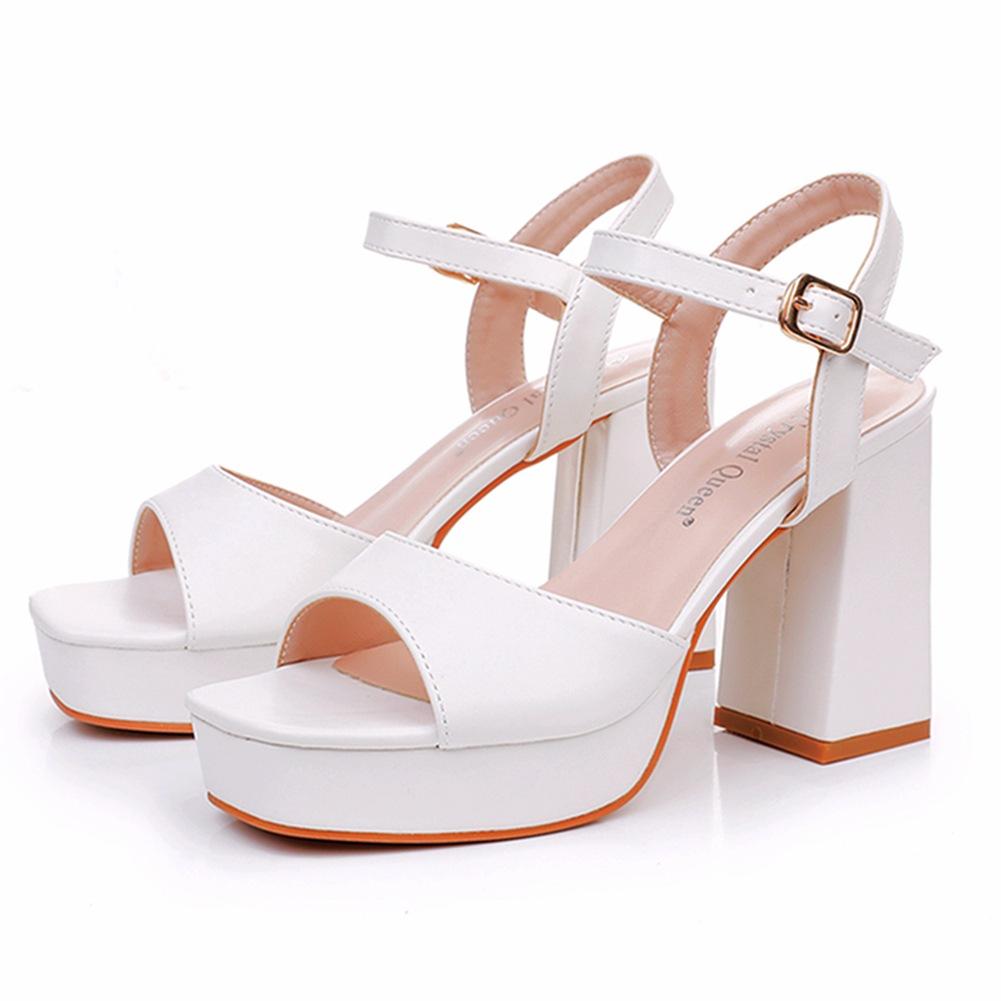 Women Party Evening Wedding Shoes for Women Summer Fashion Women Platform Super High White Peep Toe Sandals Plus Size 34-42