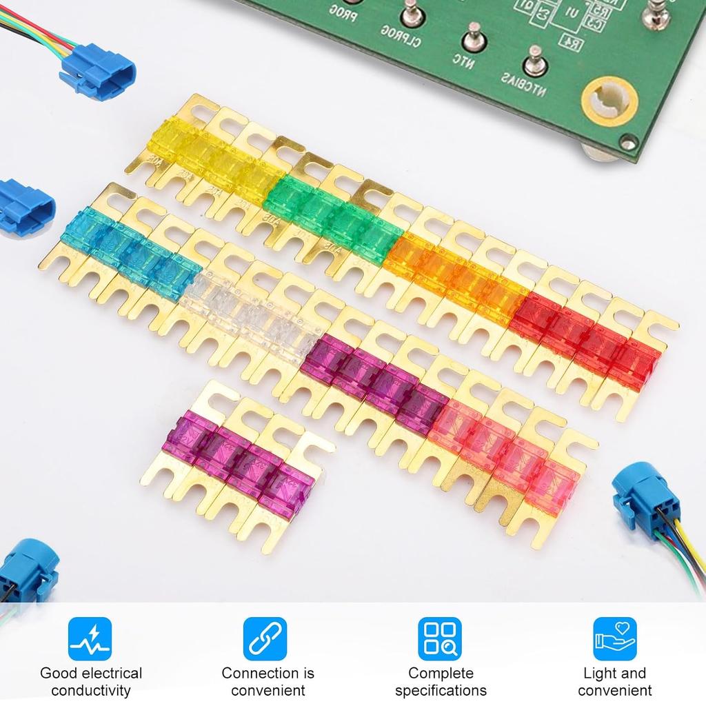 Linkstye 36PCS Mini ANL Fuse, Multipack Gold-Plated ANL Blade Fuse Set (20A, 30A, 40A, 50A, 60A, 80A, 100A, 125A, 150A)