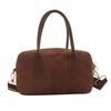 Large Capacity Vintage PU Handbag Brown Female Boston Bag Suede Velvet Shoulder Bag  Students