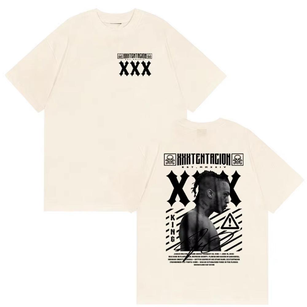 Рэпер XXXTentacion Альбом с тура Графические футболки Унисекс Винтажная хлопковая футболка с коротким рукавом Хип-хоп Готическая одежда Футболка