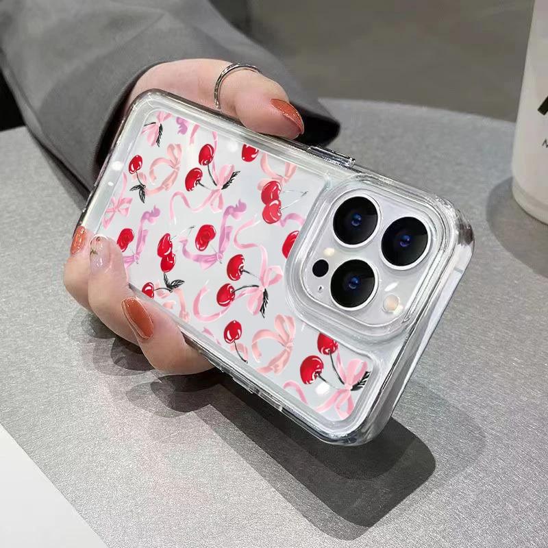 Мягкий прозрачный чехол для телефона iPhone 15, чехлы для iPhone 14 13 12 11 Pro Max XS X XR 7 8 15 14 Plus SE 2020, чехол с узором вишневый бант