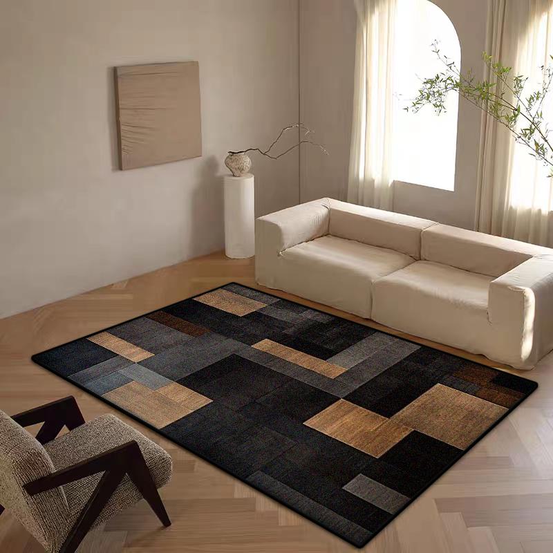 Block Design Modern Area Rugs for Living Room Luxury Decoration Home Plush Carpet Mat Bedside Bed Room Entrance Non-slip Mat IG