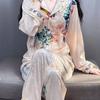 Autumn and Winter Velvet Pajamas Set Women's Home Wear Printed Flower Pajamas Set Pajamas Loose Velvet Home Wear Underwear
