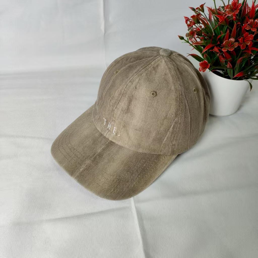 New smudged embroidered baseball cap for women with wide brims and a small face, spring and autumn versatile peaked cap for men
