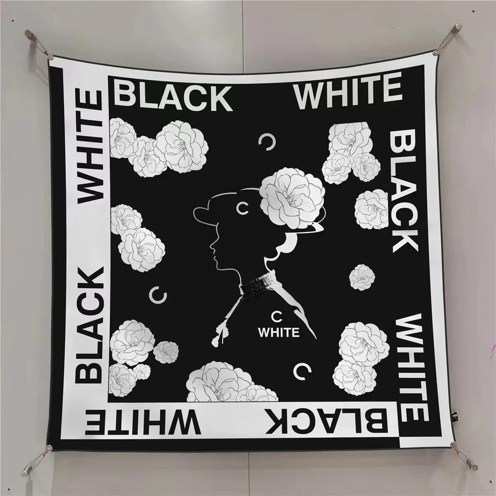 VREOVOR New 90cm × 90cm Large Square Scarf Handmade Desktop Printing Machine Right Angle Curled Edge Twill Silk Fashion Trends