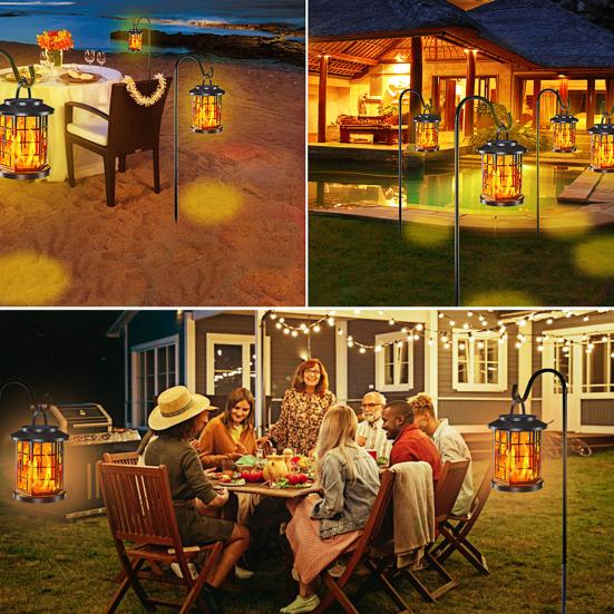 Солнечный фонарь-пламя для улицы, водонепроницаемый, подвесной, на солнечной батарее, автоматическое включение/выключение, декоративный, с мерцающим пламенем