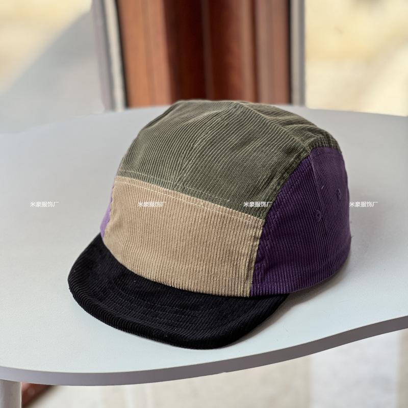 New fashion color matching short brim hat women's autumn and winter corduroy soft brim baseball cap versatile casual cap