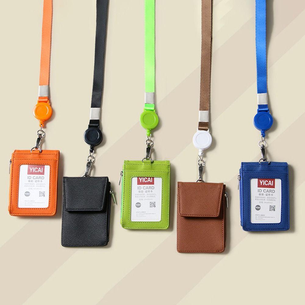 With Lanyard Neck Hanging Card Case Solid Color ID Buse Card Storage  Female/Male