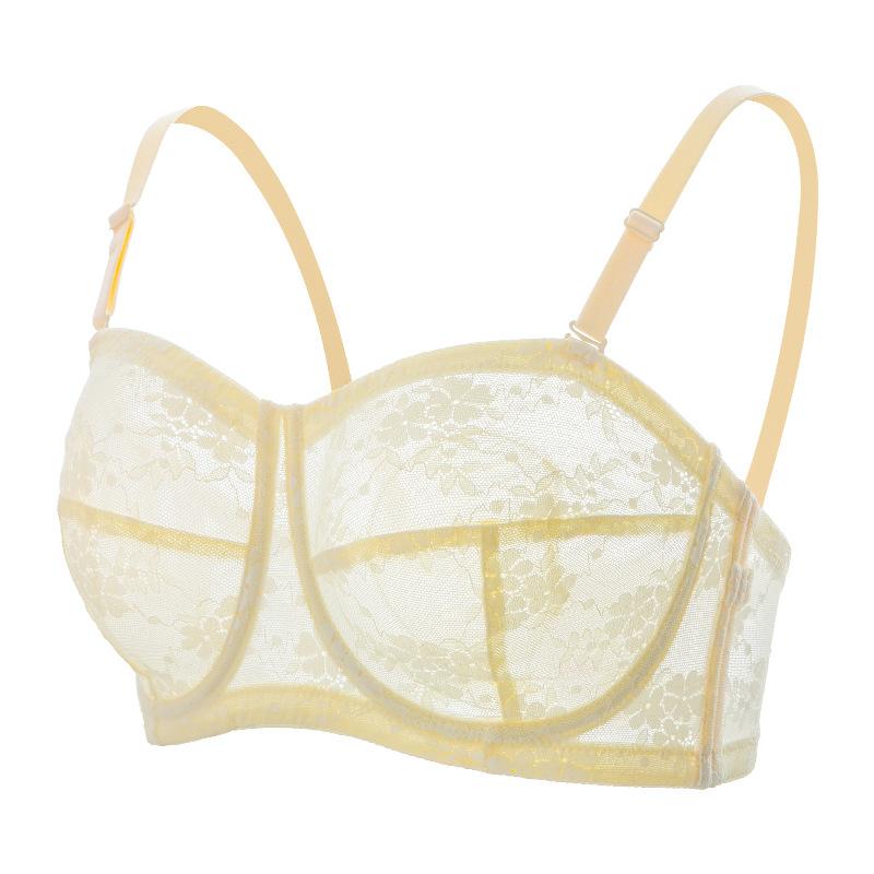 Large Size Women Gathered Minimizer Bra Invisible Summer Ultra Thin Lingerie Wireless Brassiere Strapless Underwear Tops