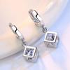 New 925 Sterling Silver Women Earrings Square Pendant Fashion Luxury A Pair White Diamond Earrings Jewelry Gift