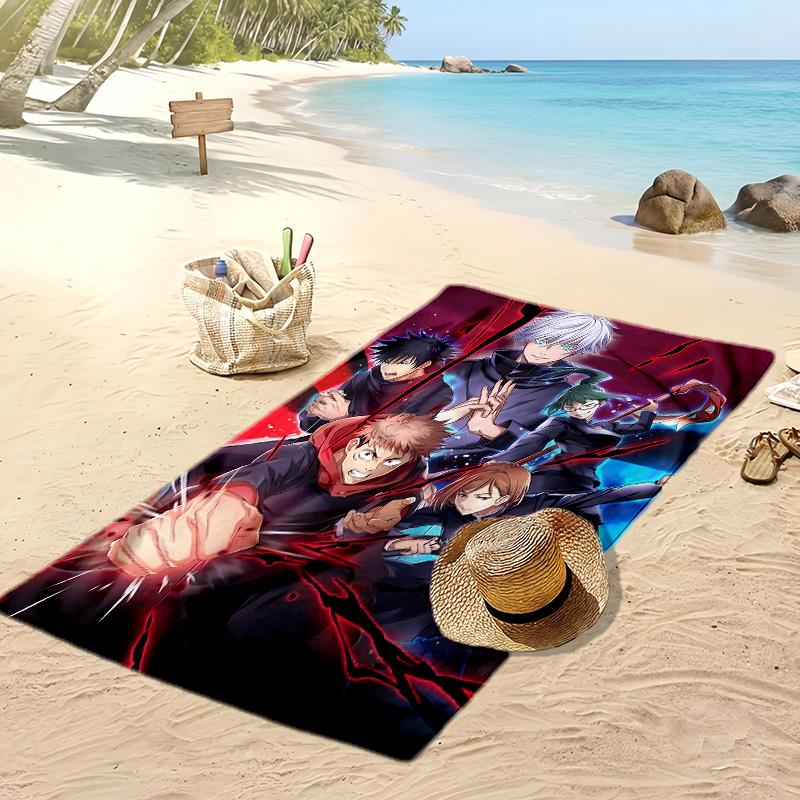 Jujutsu Kaisen Printed Quick Dry Beach Towel Super Absorbent Soft Lightweight Bath Towel for Pool Summer Travel