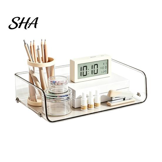 Desk Space Saving Box Clear Acrylic File Organizer Tray, 1/2/3/4/5 Tier Paper Ducument Compact Storage Box, Stackable Office Supplies Rack Desktop