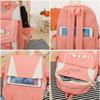 4pcs Cartoon Nylon School Backpack Shoulder Bags Travel Daypacks Bookbag Pencil for Case  Purple