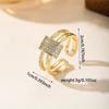 Gold Silver Pave Zircon Open Ring For Women Fashion Double Layer Adjustable Band Party Jewelry Gift