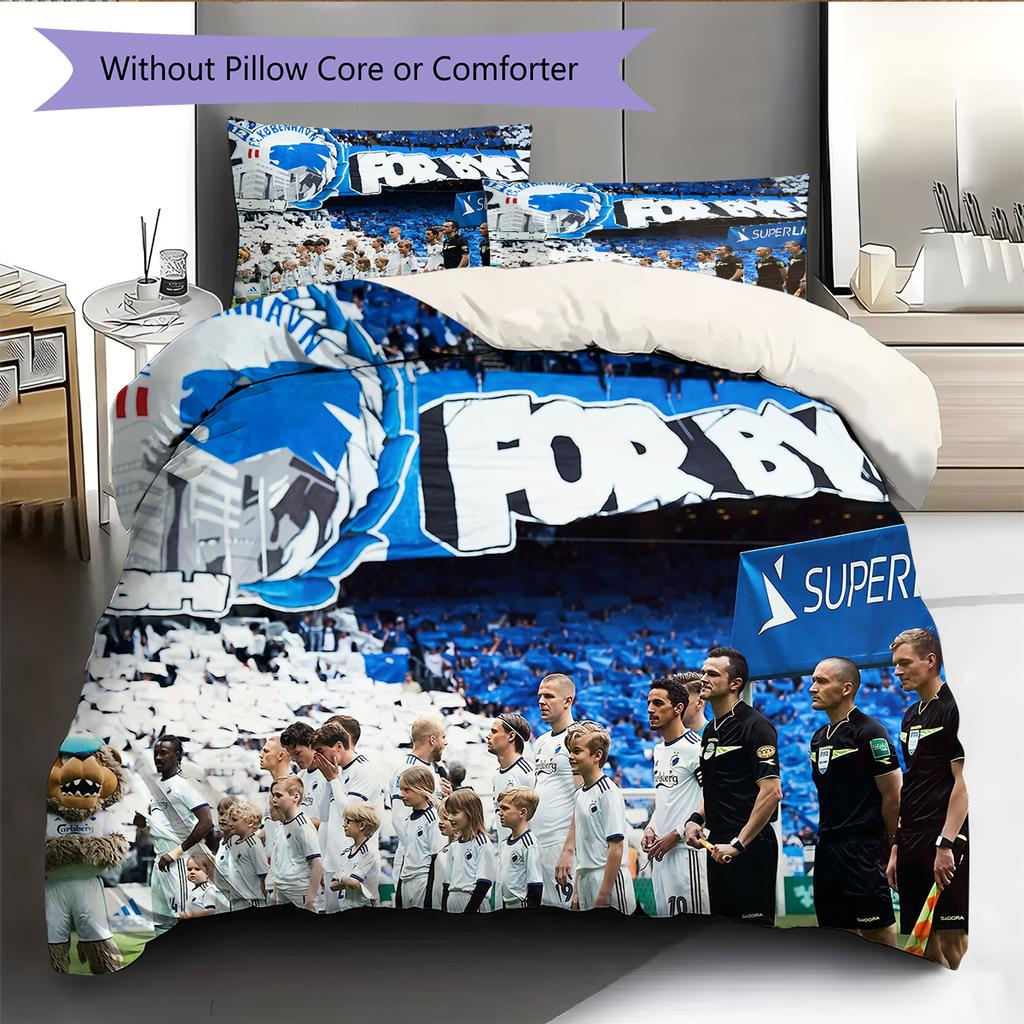 Copenhagen Football Club Pattern Bedding Home Decoration Birthday Gift (1 * duvet cover + 2 * pillowcase, without core)