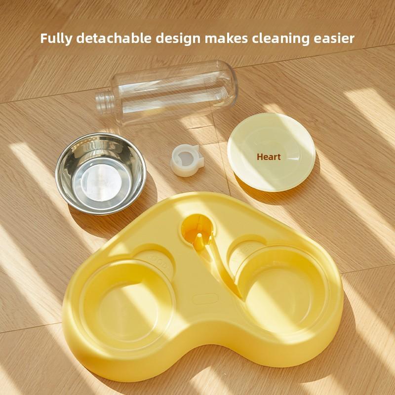 New Plastic Cat Feeder Water & Food All-in-One Dual-Function Pet Bowl Cross-Border