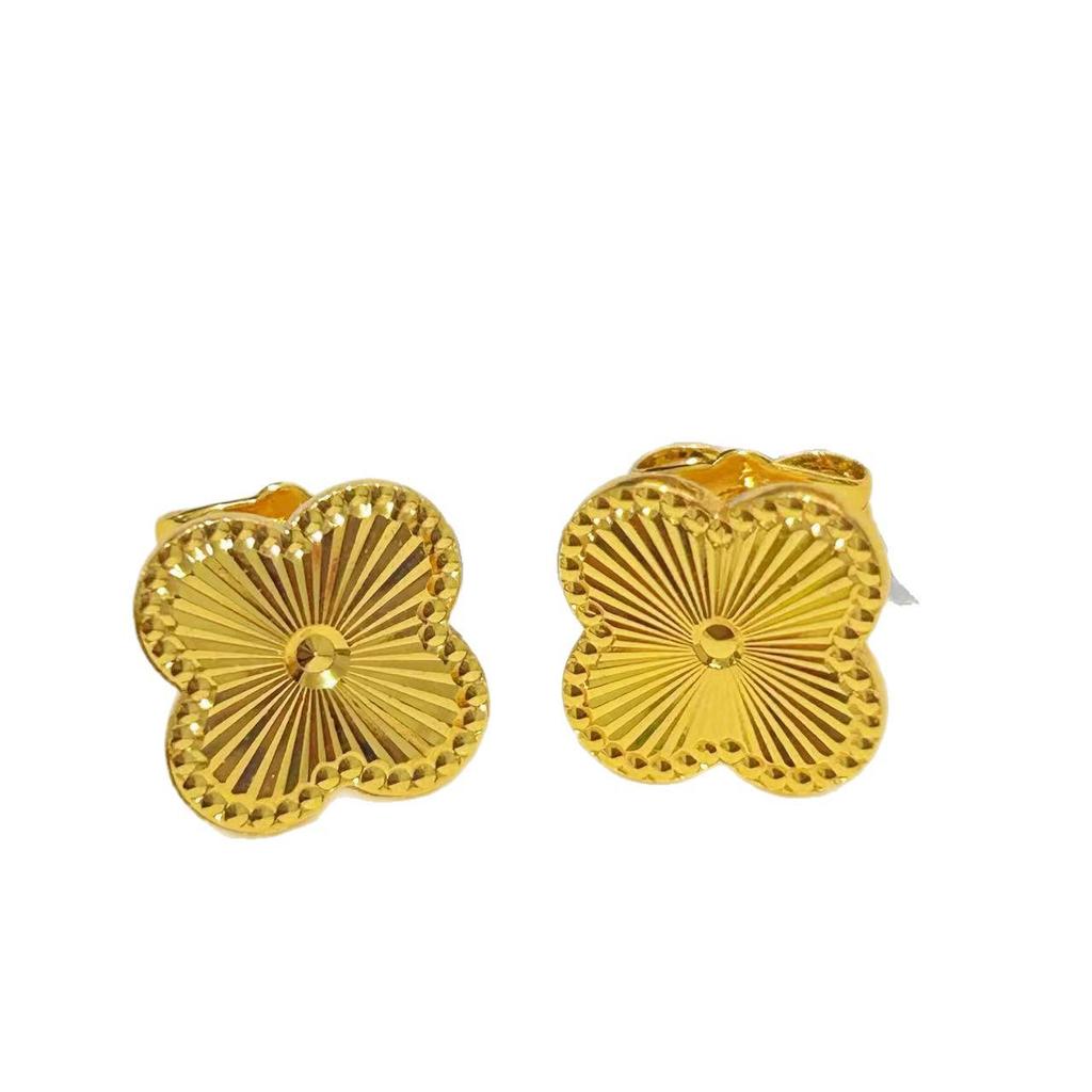 Shajin Jewelry Золотые серьги-пусеты в виде четырехлистного клевера - Женские аксессуары класса люкс