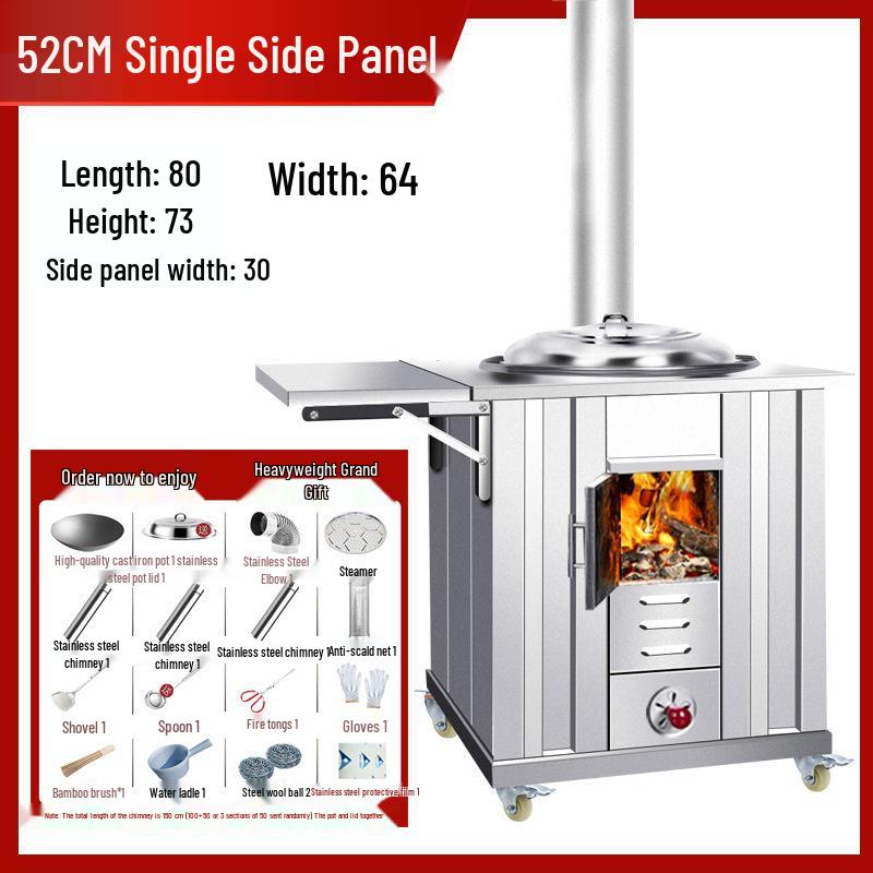 Portable Stainless Steel Wood Stove for Outdoor Cooking