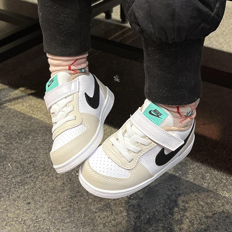 Nike Court Borough Удобные Спортивные Прочные Дышащие Низкие Кроссовки Детские Кроссовки Серый Белый DZ2788-101