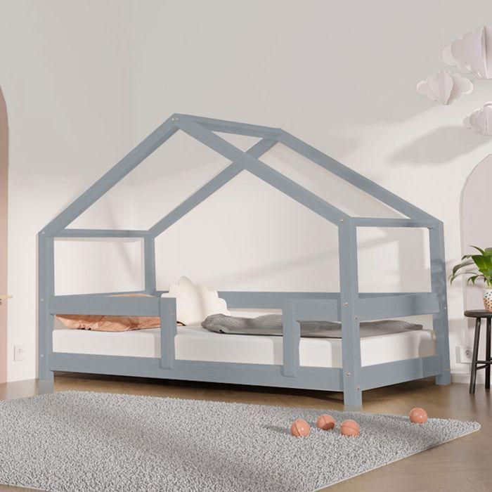 Lit cabane enfant LUCKY 90 x 180 gris