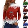 Women Fall Casual Long Sleeve Shirts Sweatshirt Vintage Printed High Neck Top Pullover