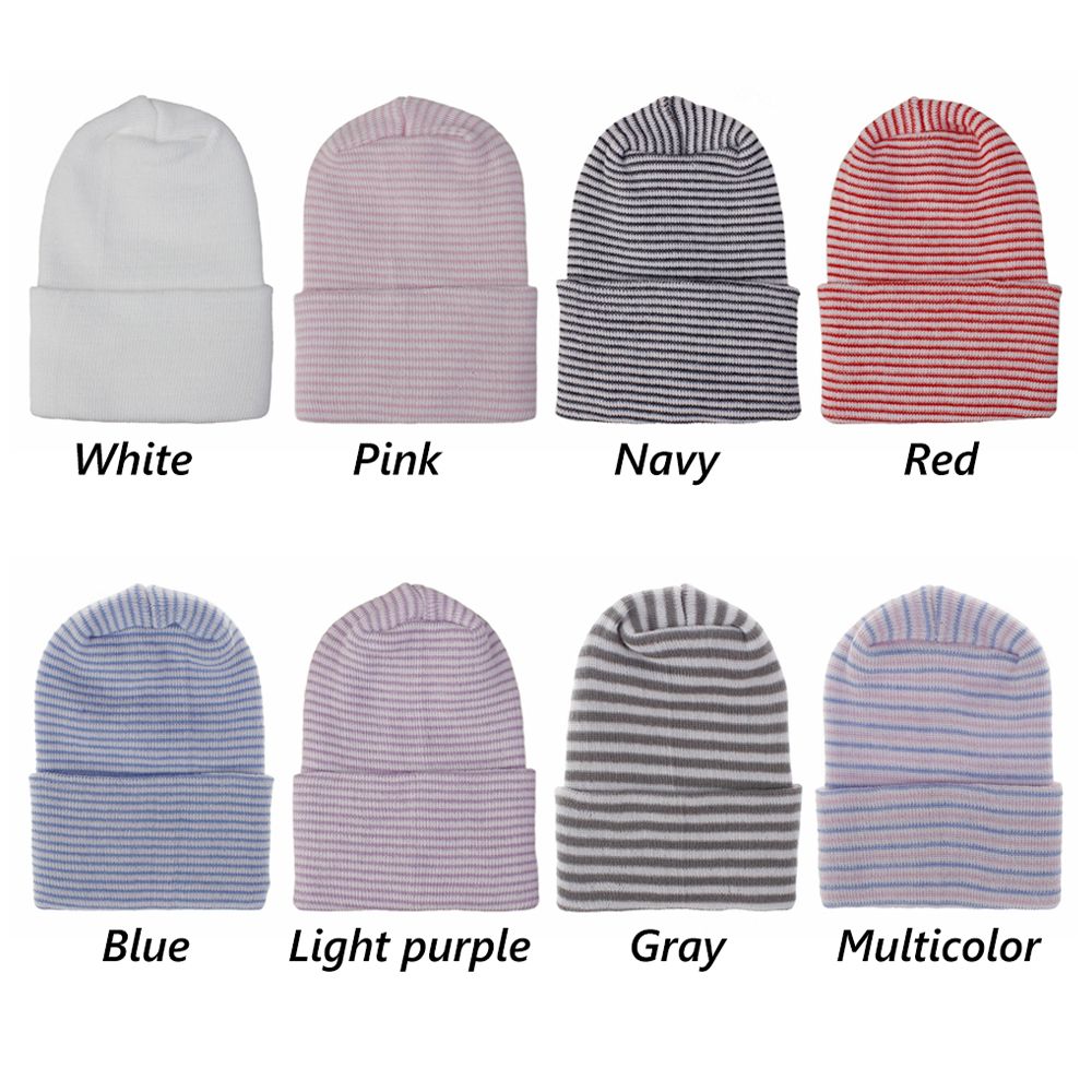 Cotton Nursery Cap Infant Striped Fetal Hat Newborn Hospital Cap Beanie Hat Baby Boy Girl Hat