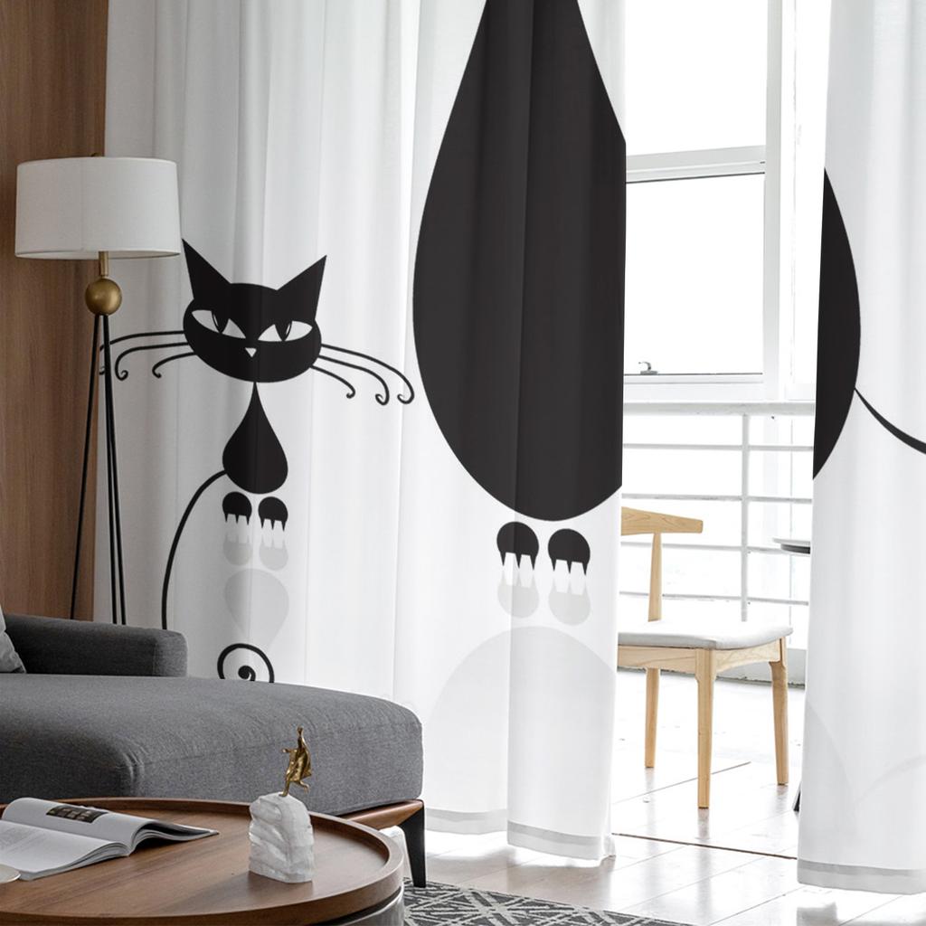 Тюлевые шторы для гостиной, черные милые простые шторы для спальни, кабинета, окна, кухни, балкона, вуали, интерьерные шторы