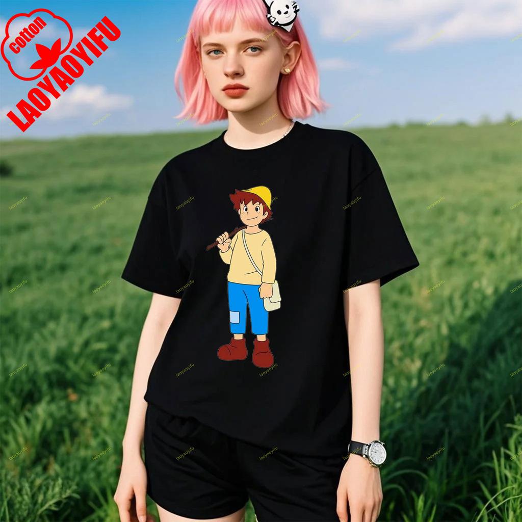 Heidi The Girl From The Alps Cartoon Character Print Summer Breathable Camisetas Street Fashion Women Top Cotton T Shirt