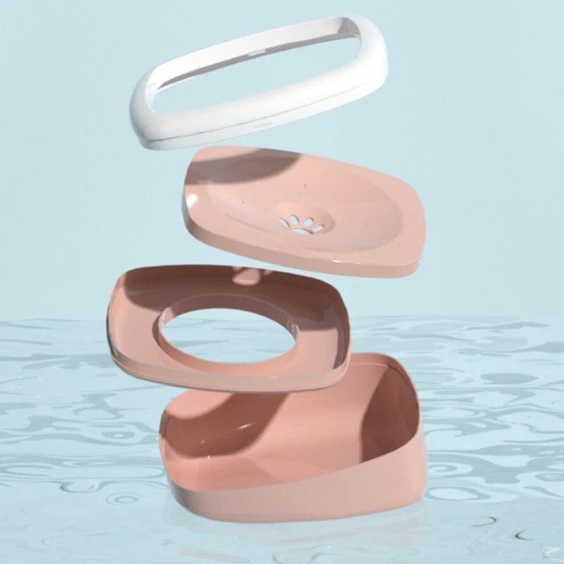 Pet Floating Bowl Water Drinker Anti-Splash Water Wet Mouth Cat Portable Bowl with Non-slip Mat Water Dispenser Dog Bowl