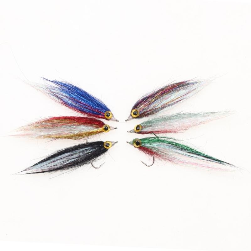 Набор из 6 шт. мушек Ice Dub Minnow, реалистичные приманки для ловли лосося, аксессуар