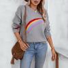Autumn and Winter Women's Knitted Rainbow Striped Loose Pullover Sweater for Women